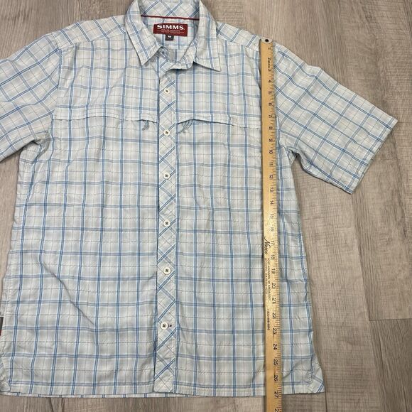 Simms Fishing Products Mens M Medium Plaid Button Down Shirt Short Sleeve J - Picture 8 of 12